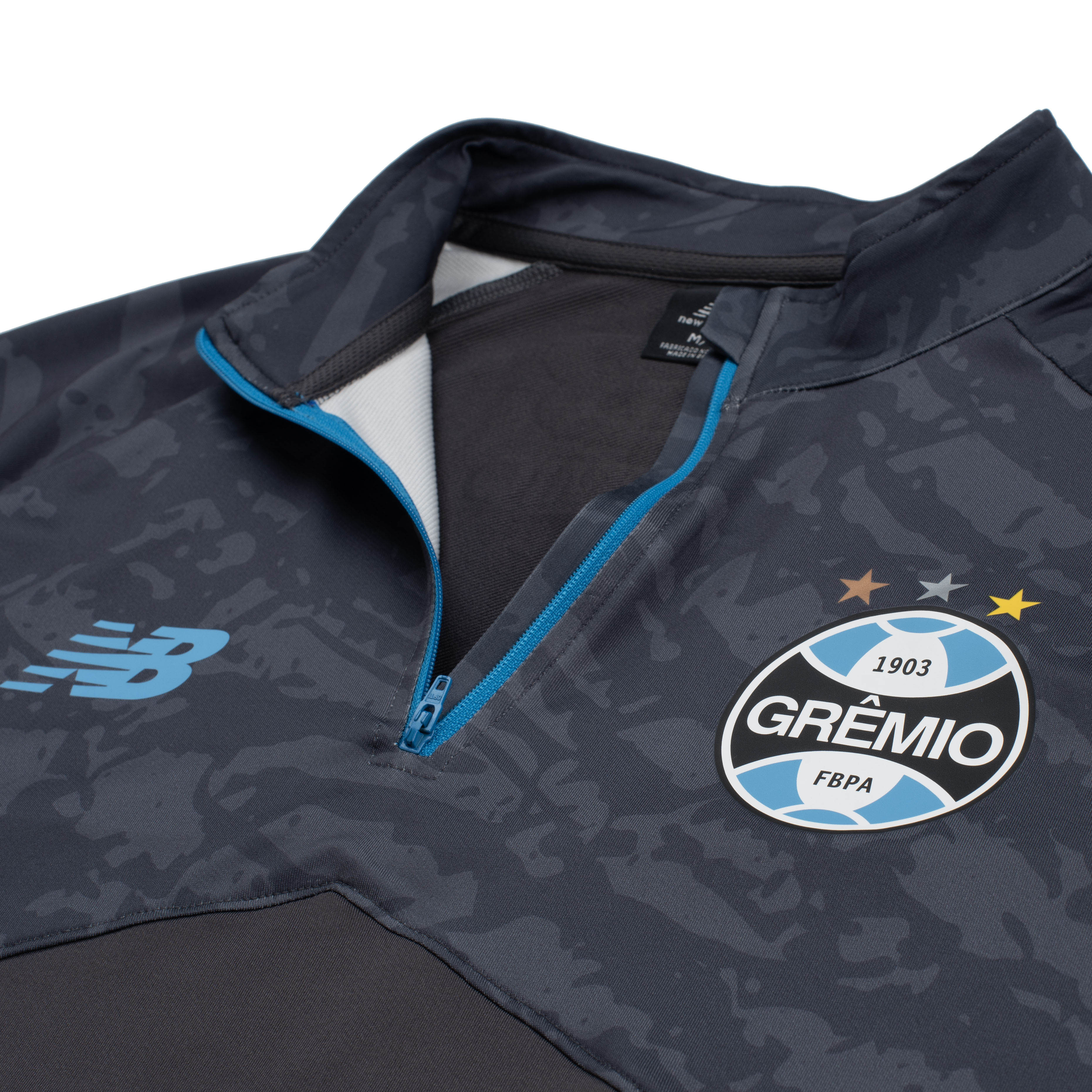 Casaco masculino New Balance Grêmio 2026 cinza vista frontal para ajuste